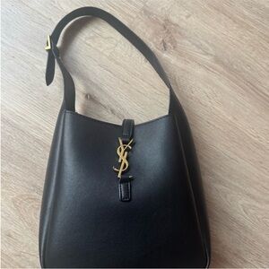 Black Shoulder Bag with Gold Logo